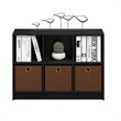 Pemberly Row Set of 2 3x2 Bookcases Storage with Bins in Black/Medium Brown