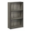 Pemberly Row Set of 2 3-Tier Bookcases Storage Shelves in French Oak Gray/Black