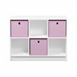 Pemberly Row Set of 2 Wood 3x2 Bookcases Storage with Bins in White/Pink