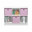Pemberly Row Set of 2 Wood 3x2 Bookcases Storage with Bins in White/Pink