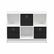 Pemberly Row Set of 2 Wood 3x2 Bookcases Storage with Bins in White/Black