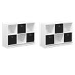 Pemberly Row Set of 2 Wood 3x2 Bookcases Storage with Bins in White/Black