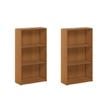 Pemberly Row Set of 2 Wood 3-Tier Bookcases Storage Shelves in Light Cherry