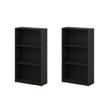 Pemberly Row Set of 2 Wood 3-Tier Bookcases Storage Shelves in Espresso