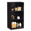 Pemberly Row Set of 2 Wood 3-Tier Bookcases Storage Shelves in Dark Walnut