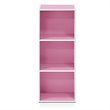 Pemberly Row Set of 2 Engineered Wood 3-Tier Open Shelf Bookcases in White/Pink