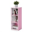 Pemberly Row Set of 2 Engineered Wood 3-Tier Open Shelf Bookcases in White/Pink
