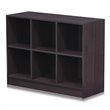 Pemberly Row Set of 2 Wood 3x2 Bookcases Storage with Bins in Dark Walnut