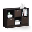 Pemberly Row Set of 2 Wood 3x2 Bookcases Storage with Bins in Dark Walnut