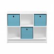 Pemberly Row Set of 2 Wood 3x2 Bookcases Storage with Bins in White/Light Blue