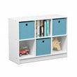 Pemberly Row Set of 2 Wood 3x2 Bookcases Storage with Bins in White/Light Blue