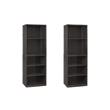 Pemberly Row Set of 2 Engineered Wood 5-Shelf Bookcases in Espresso