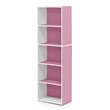 Pemberly Row Set of 2 Wood 5-Tier Reversible Open Shelf Bookcases in Pink