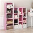 Pemberly Row Set of 2 Wood 5-Tier Reversible Open Shelf Bookcases in Pink