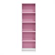 Pemberly Row Set of 2 Wood 5-Tier Reversible Open Shelf Bookcases in Pink