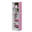 Pemberly Row Set of 2 Wood 5-Tier Reversible Open Shelf Bookcases in Pink