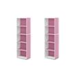Pemberly Row Set of 2 Wood 5-Tier Reversible Open Shelf Bookcases in Pink