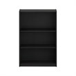 Pemberly Row Set of 2 Wood 3-Tier Adjustable Shelf Bookcases in Black