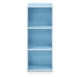Pemberly Row Set of 2 Wood 3-Tier Open Shelf Bookcases in White/Light Blue