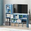 Pemberly Row Set of 2 Wood 5-Tier Reversible Open Shelf Bookcases in Blue