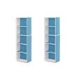 Pemberly Row Set of 2 Wood 5-Tier Reversible Open Shelf Bookcases in Blue