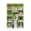 Pemberly Row Set of 2 Wood 11-Cube Reversible Open Shelf Bookcases in Green
