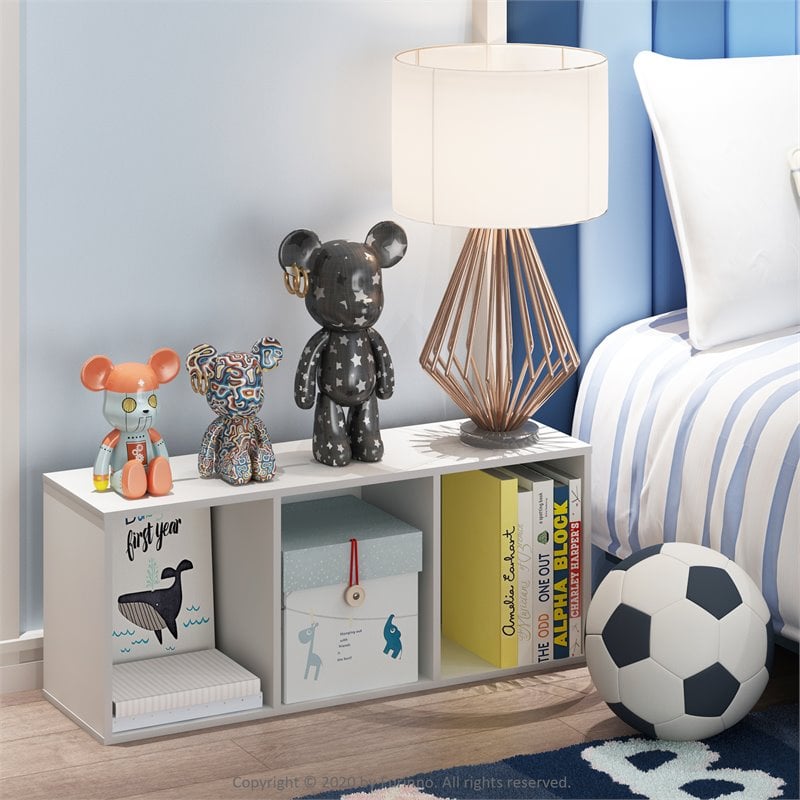 Pemberly Row Set of 2 Engineered Wood 3-Tier Open Shelf Bookcases in White