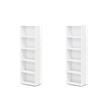 Pemberly Row Set of 2 Wood 5-Tier Reversible Color Open Shelf Bookcases in White