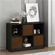 Pemberly Row Set of 2 Wood 3x2 Bookcases Storage with Bins in Espresso/Brown