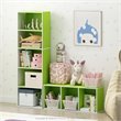 Pemberly Row Set of 2 Engineered Wood 3-Tier Open Shelf Bookcases in White/Green