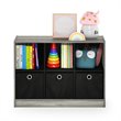 Pemberly Row Set of 2 3x2 Bookcases Storage with Bins in French Oak Gray/Black