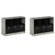 Pemberly Row Set of 2 3x2 Bookcases Storage with Bins in French Oak Gray/Black