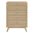 Pemberly Row Set of 2 Rattan MDF and Particleboard Nightstand and Chest in Oak