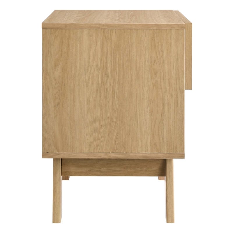 Pemberly Row Set of 2 Rattan MDF and Particleboard Nightstand and Chest in Oak