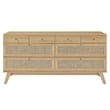 Pemberly Row Set of 2 Rattan MDF and Particleboard Nightstand and Dresser in Oak