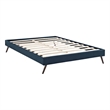 Pemberly Row Set of 2 Queen Bed Frame in Azure and Nightstand in Walnut/White
