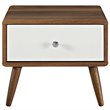 Pemberly Row Set of 2 Full Bed Frame in Black and Nightstand in Walnut/White