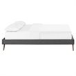 Pemberly Row Set of 2 Queen Bed Frame in Gray and Nightstand in Walnut/White