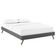 Pemberly Row Set of 2 Queen Bed Frame in Gray and Nightstand in Walnut/White