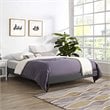 Pemberly Row Set of 2 Queen Bed Frame in Gray and Nightstand in Walnut/White