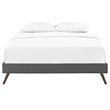 Pemberly Row Set of 2 Queen Bed Frame in Gray and Nightstand in Walnut/White