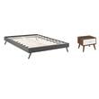 Pemberly Row Set of 2 Queen Bed Frame in Gray and Nightstand in Walnut/White