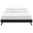 Pemberly Row Set of 2 Queen Bed Frame in Black and Nightstand in Walnut/White