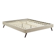 Pemberly Row Set of 2 Queen Bed Frame in Beige and Nightstand in Walnut/White