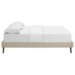 Pemberly Row Set of 2 Full Bed Frame in Beige and Nightstand in Walnut/White