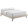 Pemberly Row Set of 2 Full Bed Frame in Beige and Nightstand in Walnut/White