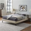 Pemberly Row Set of 2 Full Bed Frame in Beige and Nightstand in Walnut/White
