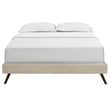 Pemberly Row Set of 2 Full Bed Frame in Beige and Nightstand in Walnut/White