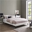 Pemberly Row Set of 2 Queen Bed Frame in White and Nightstand in Walnut/White