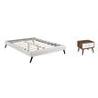 Pemberly Row Set of 2 Queen Bed Frame in White and Nightstand in Walnut/White